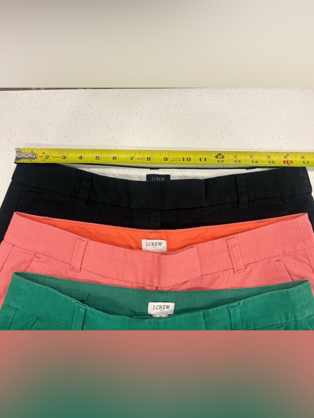 Set of 4 J. Crew Linen Scallop Hem Shorts Coral, Green, Black, White Size 10 - Picture 15 of 15